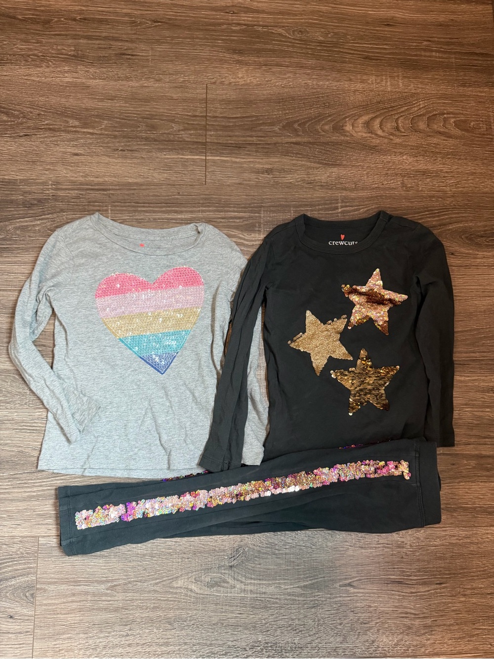 Crew Cuts Girls 4-5 Stars and Hearts Sequin Outfit